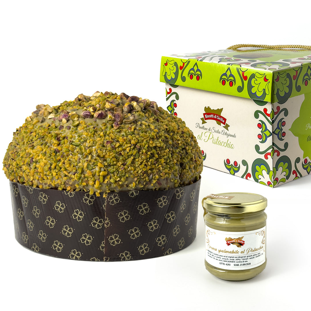 Panettone di Sicilia artigianale al pistacchio senza canditi e uvetta