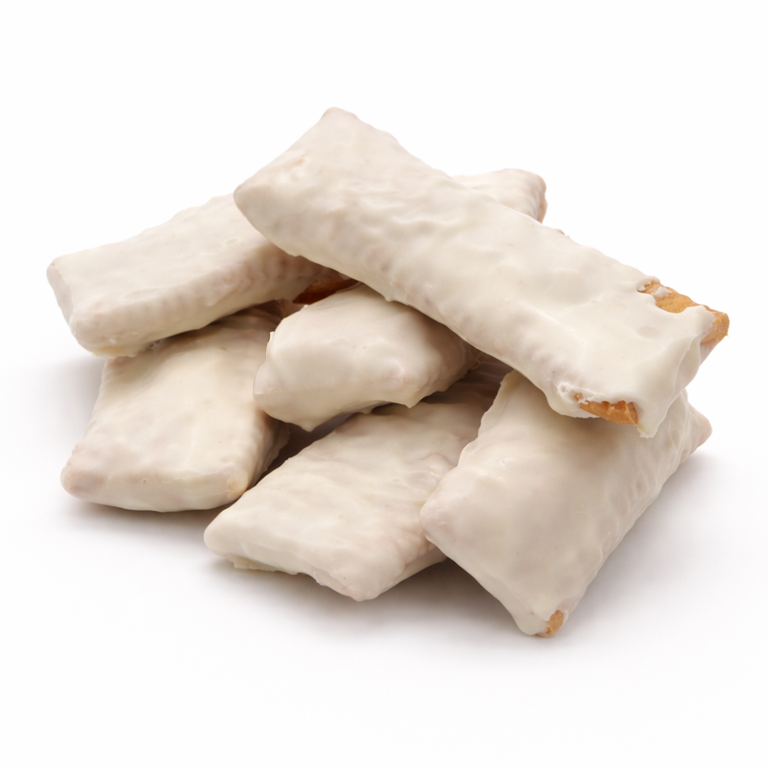 Chiacchiere ricoperte al cioccolato bianco