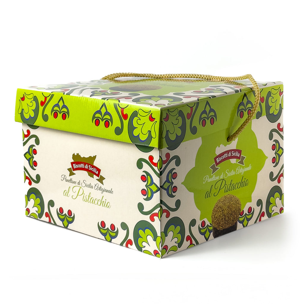 Panettone di Sicilia artigianale al pistacchio senza canditi e uvetta